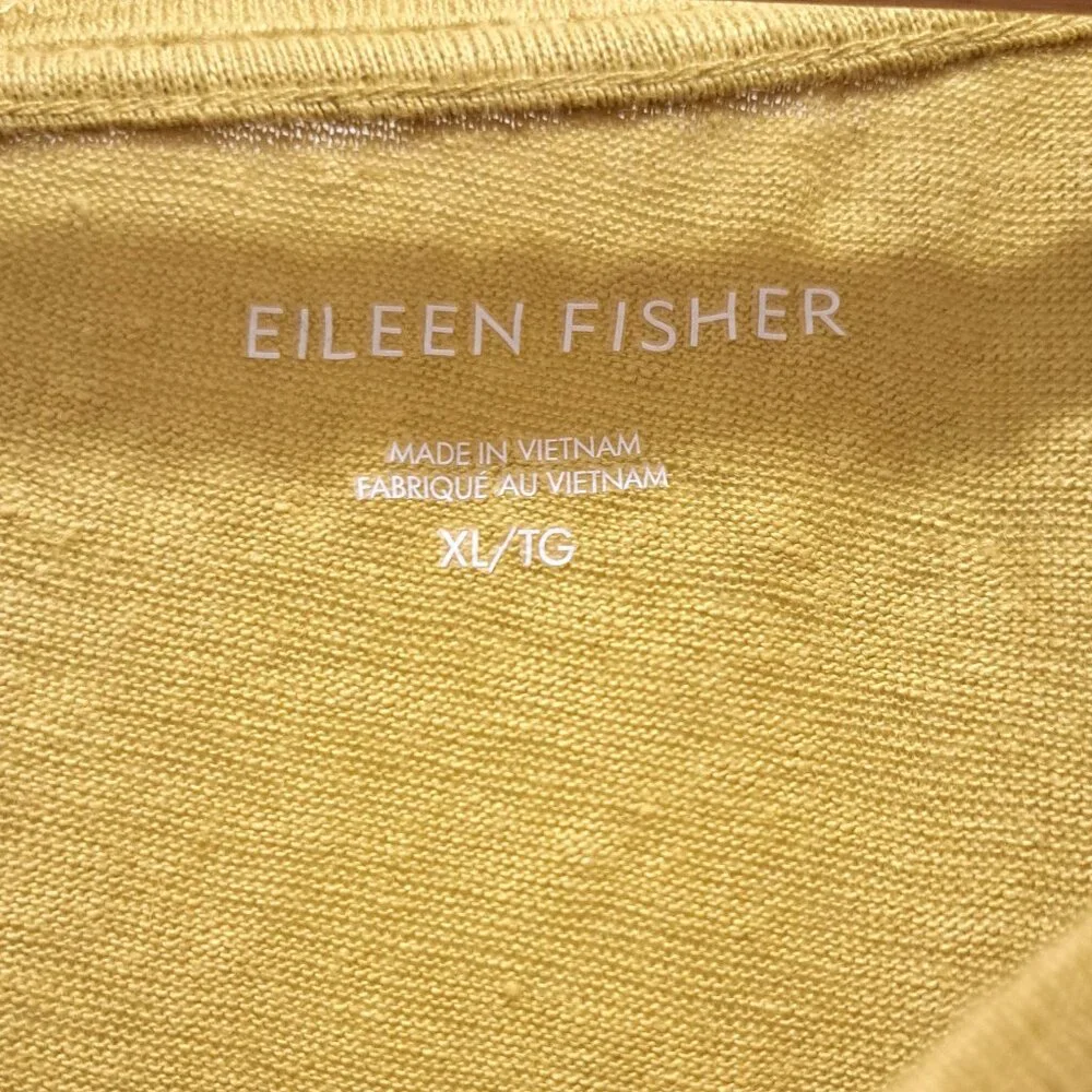 Eileen Fisher Organic Linen Jersey V-Neck Tee LemonDrop Size XL - Picture 7 of 8